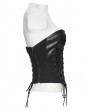Punk Rave Black Gothic Punk Pleated Lace-Up Tube Top for Women