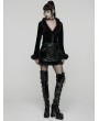 Punk Rave Black Gothic Furry V-Neck Velvet Cardigan for Women