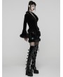 Punk Rave Black Gothic Furry V-Neck Velvet Cardigan for Women