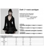 Punk Rave Black Gothic Furry V-Neck Velvet Cardigan for Women
