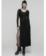 Punk Rave Black Gothic Decadent Punk Style Slit Long Dress