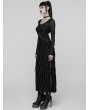 Punk Rave Black Gothic Decadent Punk Style Slit Long Dress