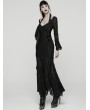 Punk Rave Black Gothic Punk Halterneck Asymmetric Long Dress