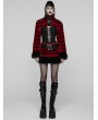 Punk Rave Black and Red Gothic Punk Striped Fluffy Fur Coat for Women