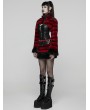 Punk Rave Black and Red Gothic Punk Striped Fluffy Fur Coat for Women