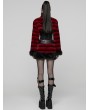 Punk Rave Black and Red Gothic Punk Striped Fluffy Fur Coat for Women