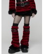 Punk Rave Black and Red Gothic Punk Striped Fluffy Fur Leg Warmers