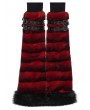 Punk Rave Black and Red Gothic Punk Striped Fluffy Fur Leg Warmers