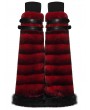 Punk Rave Black and Red Gothic Punk Striped Fluffy Fur Leg Warmers