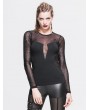 Devil Fashion Black Spider Web Gothic Long Sleeves Shirt for Women