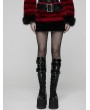 Punk Rave Black and Red Gothic Punk Striped Fluffy Fur Mini Skirt