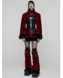 Punk Rave Black and Red Gothic Punk Striped Fluffy Fur Mini Skirt