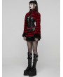 Punk Rave Black and Red Gothic Punk Striped Fluffy Fur Mini Skirt