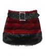 Punk Rave Black and Red Gothic Punk Striped Fluffy Fur Mini Skirt