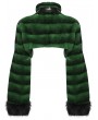 Punk Rave Black and Green Gothic Punk Striped Fluffy Fur Coat for Women