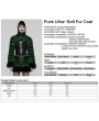 Punk Rave Black and Green Gothic Punk Striped Fluffy Fur Coat for Women