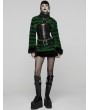 Punk Rave Black and Green Gothic Punk Striped Fluffy Fur Mini Skirt
