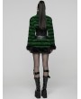 Punk Rave Black and Green Gothic Punk Striped Fluffy Fur Mini Skirt