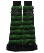 Punk Rave Black and Green Gothic Punk Striped Fluffy Fur Leg Warmers