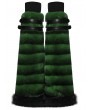 Punk Rave Black and Green Gothic Punk Striped Fluffy Fur Leg Warmers