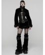 Punk Rave Black Gothic Punk Striped Fluffy Fur Coat for Women
