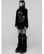 Punk Rave Black Gothic Punk Striped Fluffy Fur Coat for Women