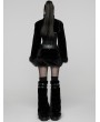Punk Rave Black Gothic Punk Striped Fluffy Fur Coat for Women