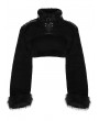 Punk Rave Black Gothic Punk Striped Fluffy Fur Coat for Women