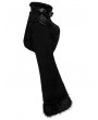 Punk Rave Black Gothic Punk Striped Fluffy Fur Coat for Women