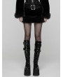 Punk Rave Black Gothic Punk Striped Fluffy Fur Mini Skirt