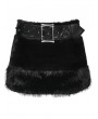 Punk Rave Black Gothic Punk Striped Fluffy Fur Mini Skirt