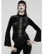Punk Rave Black Sexy Gothic Hollow Lace Velvet Shirt for Women