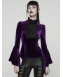 Punk Rave Violet Elegant Gothic Velvet Flared Sleeve Shirt for Women