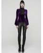 Punk Rave Violet Elegant Gothic Velvet Flared Sleeve Shirt for Women