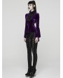 Punk Rave Violet Elegant Gothic Velvet Flared Sleeve Shirt for Women