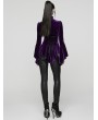 Punk Rave Violet Elegant Gothic Velvet Flared Sleeve Shirt for Women
