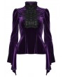 Punk Rave Violet Elegant Gothic Velvet Flared Sleeve Shirt for Women