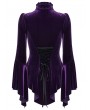 Punk Rave Violet Elegant Gothic Velvet Flared Sleeve Shirt for Women