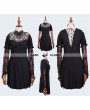 Devil Fashion Black Long Sleeves Lace Gothic Shirt for Women