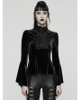 Punk Rave Black Elegant Gothic Velvet Flared Sleeve Shirt for Women