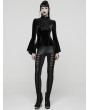 Punk Rave Black Elegant Gothic Velvet Flared Sleeve Shirt for Women