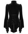 Punk Rave Black Elegant Gothic Velvet Flared Sleeve Shirt for Women
