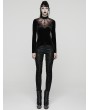 Punk Rave Black and Red Gothic Demon's Hand Velvet Shirt for Women