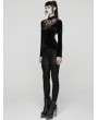 Punk Rave Black and Red Gothic Demon's Hand Velvet Shirt for Women
