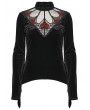 Punk Rave Black and Red Gothic Demon's Hand Velvet Shirt for Women