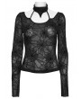 Punk Rave Black Sexy Gothic Spider Web Printed Mesh T-Shirt for Women