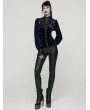 Punk Rave Black and Blue Retro Gothic Velvet Shirt for Women