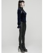 Punk Rave Black and Blue Retro Gothic Velvet Shirt for Women