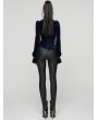 Punk Rave Black and Blue Retro Gothic Velvet Shirt for Women