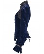 Punk Rave Black and Blue Retro Gothic Velvet Shirt for Women